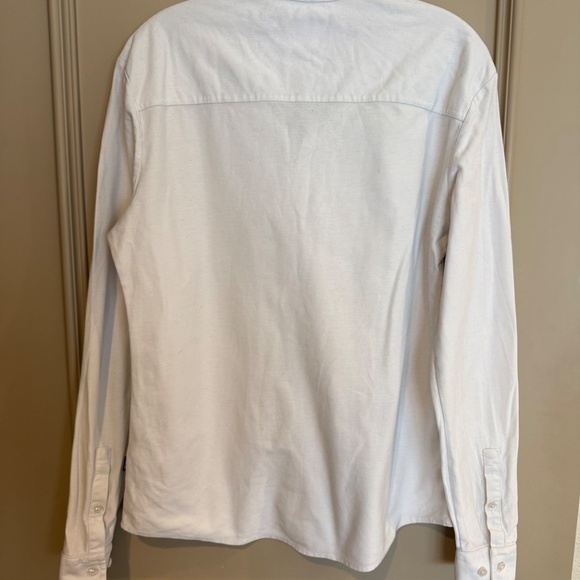 BOSS Slim Fit Mercerised White Henley Long Sleeve 3-Button Shirt Size Medium M - Picture 3 of 9
